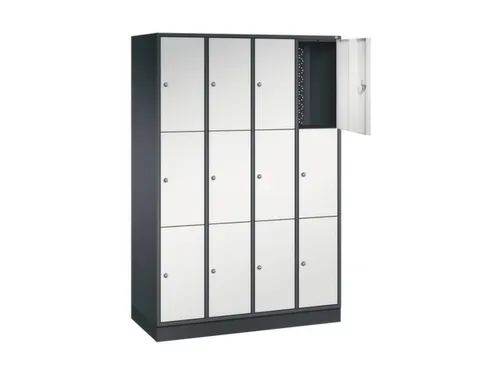 lockerkast,RAL 7021/RAL 7035,HxBxD 1950x1220x500mm,4x3vakken,cil.-slot