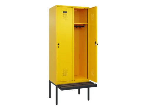 locker met bank,HxBxD 2120x800x815mm,2vak,vak B 400mm,draaigrendel