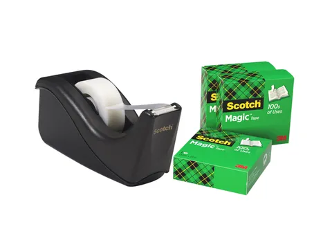 Plakbandhouder Scotch C60 zwart + 4 rollen Magic tape 19mmx33m 5 stuks