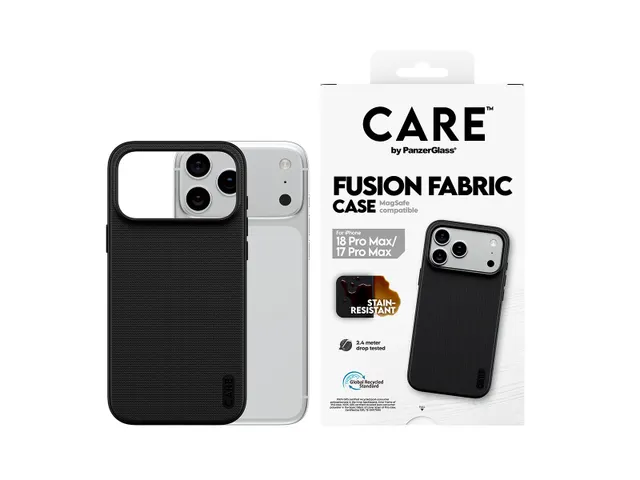 PanzerGlass CARE by Fusion Fabric Case Black w. MagSafe iPhone 1