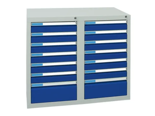 ladekast HxBxD 900x1000x500mm 14laden vergrendeling RAL7035 RAL5010