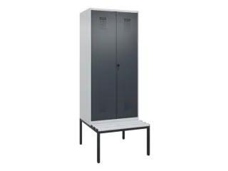 locker met bank,voor scheiding van kleding,HxBxD 2120x800x815mm,2vak - 2