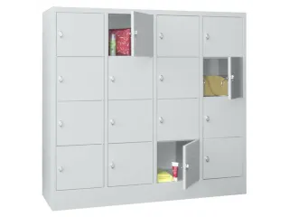 lockerkast,HxBxD 1518x1600x500mm,4x4vakken,RAL7035,front RAL7035 - 2