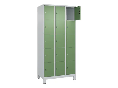 lockerkast,HxBxD 1950x900x500mm,3x5vakken,vak B 300mm,cil.-slot,voeten