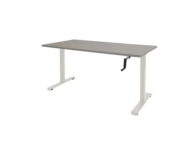 Slinger Bureau Zit-sta Wit Poot 160x80cm Blad Licht Grijs