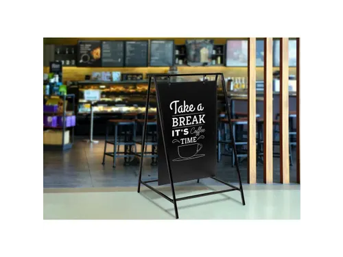 Krijtstoepbord Swing 50x70cm Zwart industrieel frame 15mm