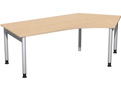 In hoogte verstelbaar hoekbureau,HxBxD 680-820x2166x1130mm,blad beuken