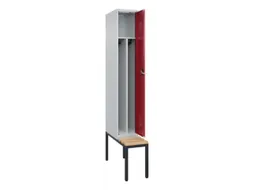 locker met bank,voor scheiding van kleding,HxBxD 2120x300x815mm,1vak