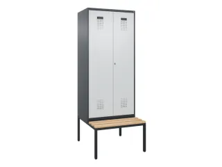 PBM-locker met bank,HxBxD 2120x800x815mm,2vak,vak B 400mm - 2