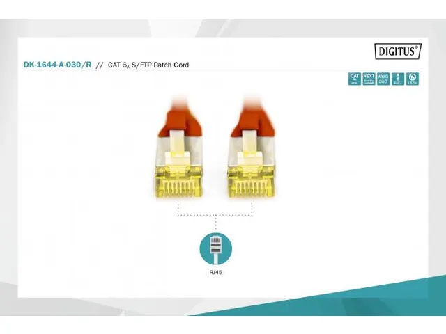CAT 6A S-FTP patchkabel Cu LSZH AWG 26/7 Lengte 3m Rood
