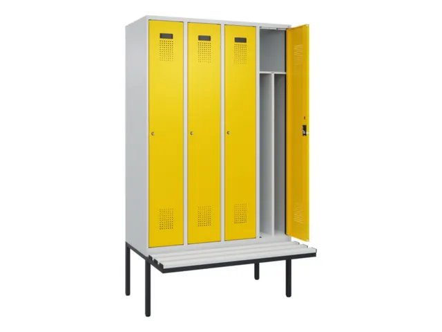 locker met bank,voor scheiding van kleding,HxBxD 2120x1200x815mm,4vak