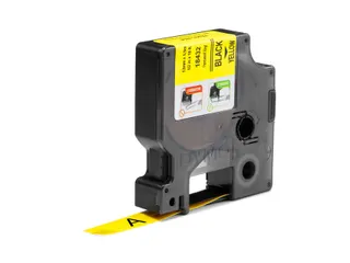 Labeltape Dymo Rhino 18432 12mmx5.5m Vinyl Zwart Op Geel - 4