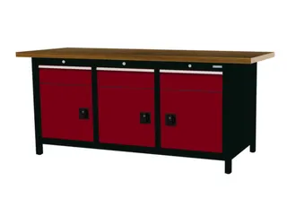 werkbank,HxBxD 860x2000x750mm,onderstel RAL9005,fronten RAL3003 - 3