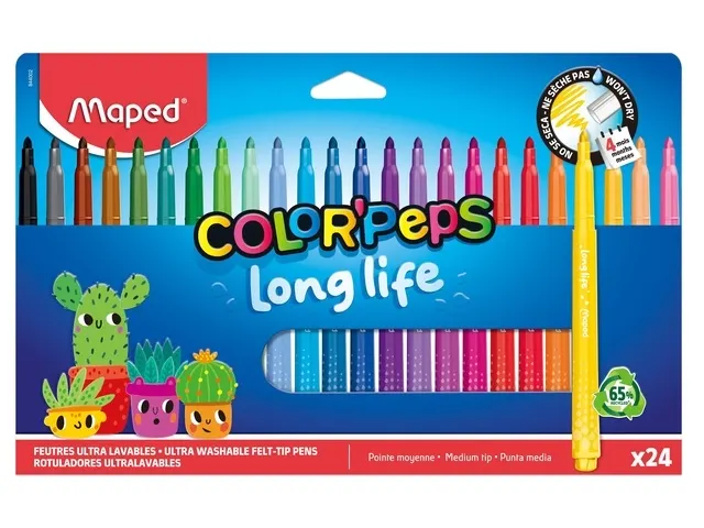 Feutre de coloriage Maped Color’Peps Long Life 2.0 set 24 pièces as