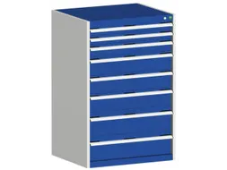 ladekast 1200x800x650mm 8laden zware lasten RAL7035 front RAL5010