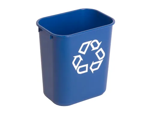 Rechthoekige Afvalbak 12.9 Liter Blauw Recyclingsymbool Rubbermaid