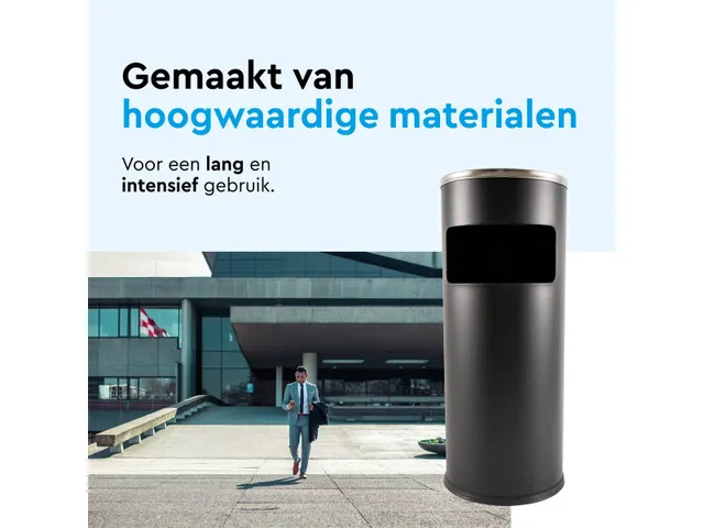 Asbak met Afvalbak AT500 Zwart 11 Liter