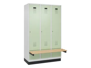 locker met bank,HxBxD 1950x1200x815mm,3vak,vak B 400mm,cilinderslot - 1