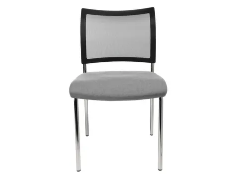 Bezoekersstoel Zitting Lichtgrijs Stof Rug Netbekleding Zwart