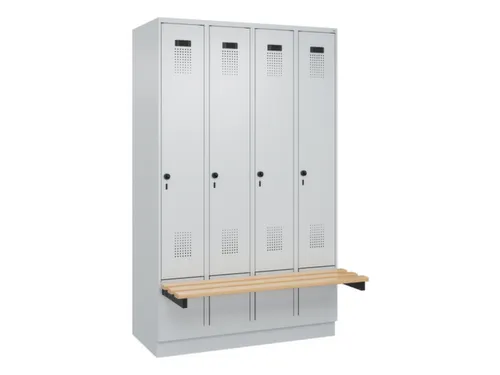 locker met bank,HxBxD 1950x1200x815mm,4vak,vak B 300mm,draaigrendel