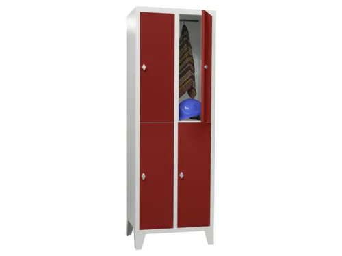 lockerkast,HxBxD 1850x600x500mm,2x2vakken,RAL7035,front RAL3000