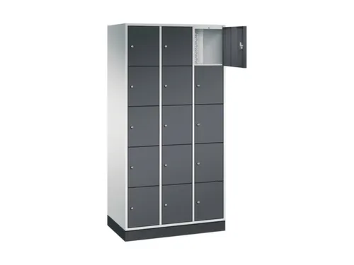 lockerkast,RAL 7035/RAL 7021,HxBxD 1950x920x500mm,3x5vakken,cil.-slot