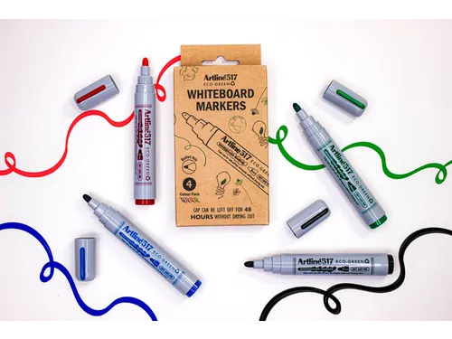 Whiteboardmarker Artline 517 Eco Dry Safe rond Medium assorti 4 stuks