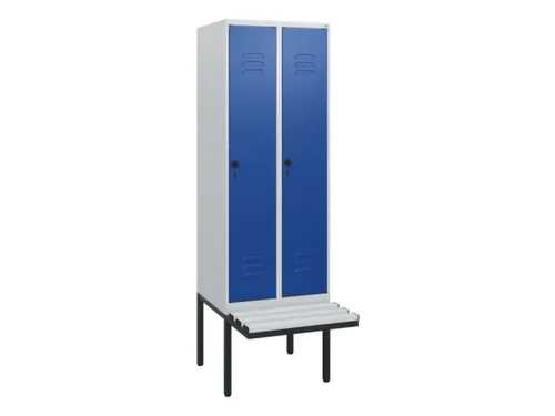 locker met bank,HxBxD 1950x600x815mm,2vak,vak B 300mm,draaigrendel