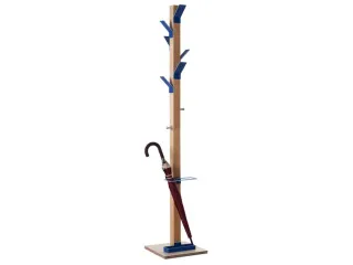 Staande kapstok 6jas-/2tashaken met parapluhouder naturel/blauw - 1