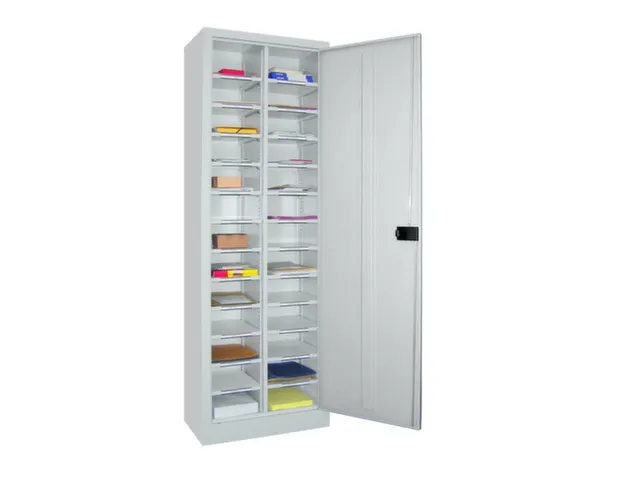 Postsorteerkast 1950x640x400mm 2x13 Vakken 1 Deur Cilinderslot Grijs