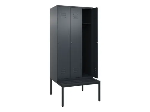 locker met bank,HxBxD 2120x900x815mm,3vak,vak B 300mm,cil.-slot