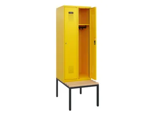 locker met bank,HxBxD 1950x600x815mm,2vak,vak B 300mm,cilinderslot - 1