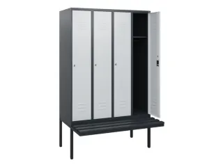 locker met bank,HxBxD 1950x1200x815mm,4vak,vak B 300mm,cil.-slot - 2