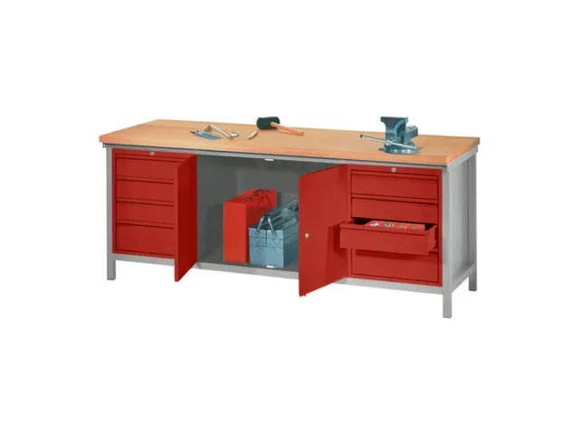 établi,HxlxP 900x2000x700mm,piètement/corps RAL7035,face avant RAL30