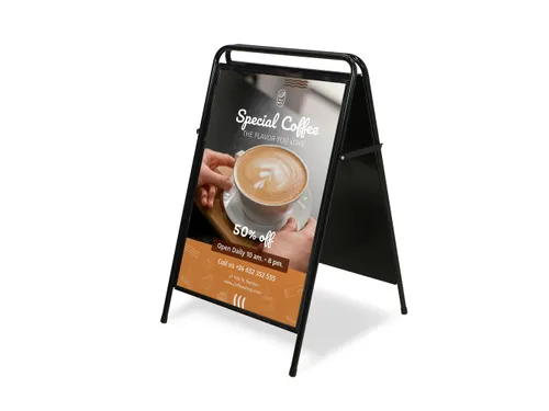 Stoepbord A-Board Elegant Staal Zwart 70x100cm