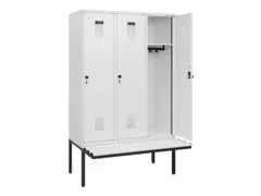 locker met bank,HxBxD 1950x1200x815mm,3vak,vak B 400mm,draaigrendel