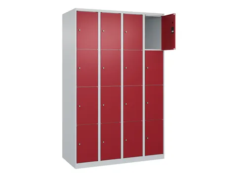 lockerkast,HxBxD 1850x1200x500mm,4x4vakken,vak B 300mm,cil.-slot