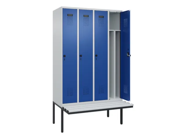 locker met bank,voor scheiding van kleding,HxBxD 2120x1200x815mm,4vak