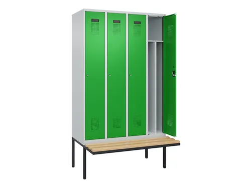 locker met bank,voor scheiding van kleding,HxBxD 2120x1200x815mm,4vak
