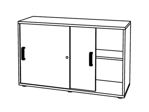 schuifdeurkast,HxBxD 748x1200x400mm,romp wit,front zilverkleurig