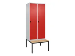 locker met bank,HxBxD 2120x800x815mm,2vak,vak B 400mm,draaigrendel