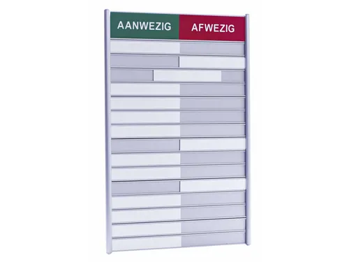 Aan- afwezigheidsbord voor 15 namen