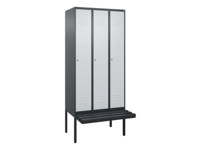 locker met bank,HxBxD 2120x900x815mm,3vak,vak B 300mm,cil.-slot