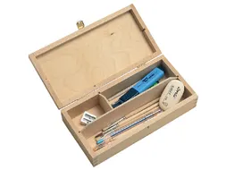 Tekendoos 25x12.5x6.5cm 3 vakken beukenhout