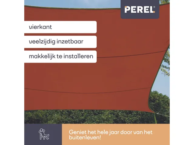 Zonnezeil Vierkant 3.6x3.6m Terracotta
