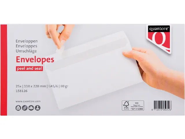 Envelop Quantore Bank Ea5/6 110x220mm Wit Zelfklevend