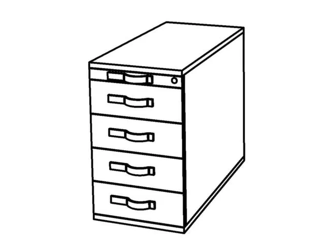 caisson de bureau,HxlxP 720-760x428x800mm,4tiroir(s),poignée ondulée