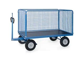 Handtrekwagen 6446PZ 750kg 1935x995mm draadgaas polyurethaan trekoog - 1