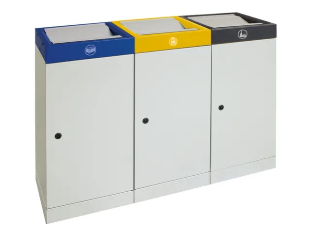 station de tri sélectif,3x70l,HxlxP 850x1210x380mm,coupe-feu