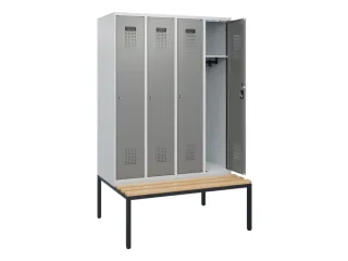 locker met bank,HxBxD 1950x1200x815mm,4vak,vak B 300mm,cilinderslot - 1